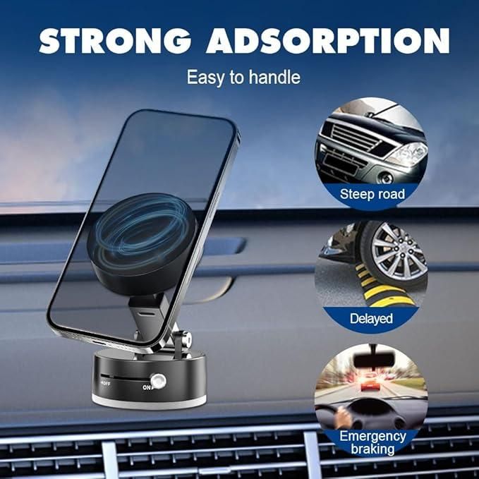 360° Vacuum Magnetic Phone Stand – Strong Grip Holder for Desk, Dashboard & More
