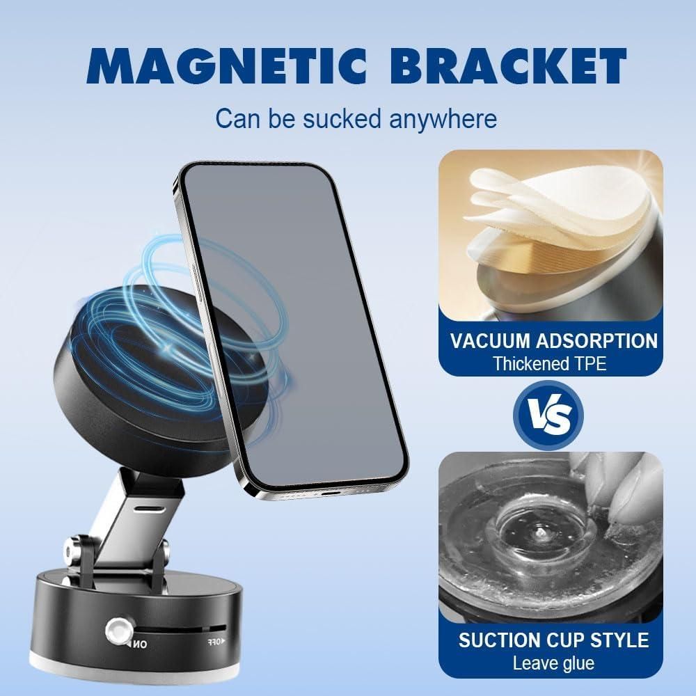 360° Vacuum Magnetic Phone Stand – Strong Grip Holder for Desk, Dashboard & More
