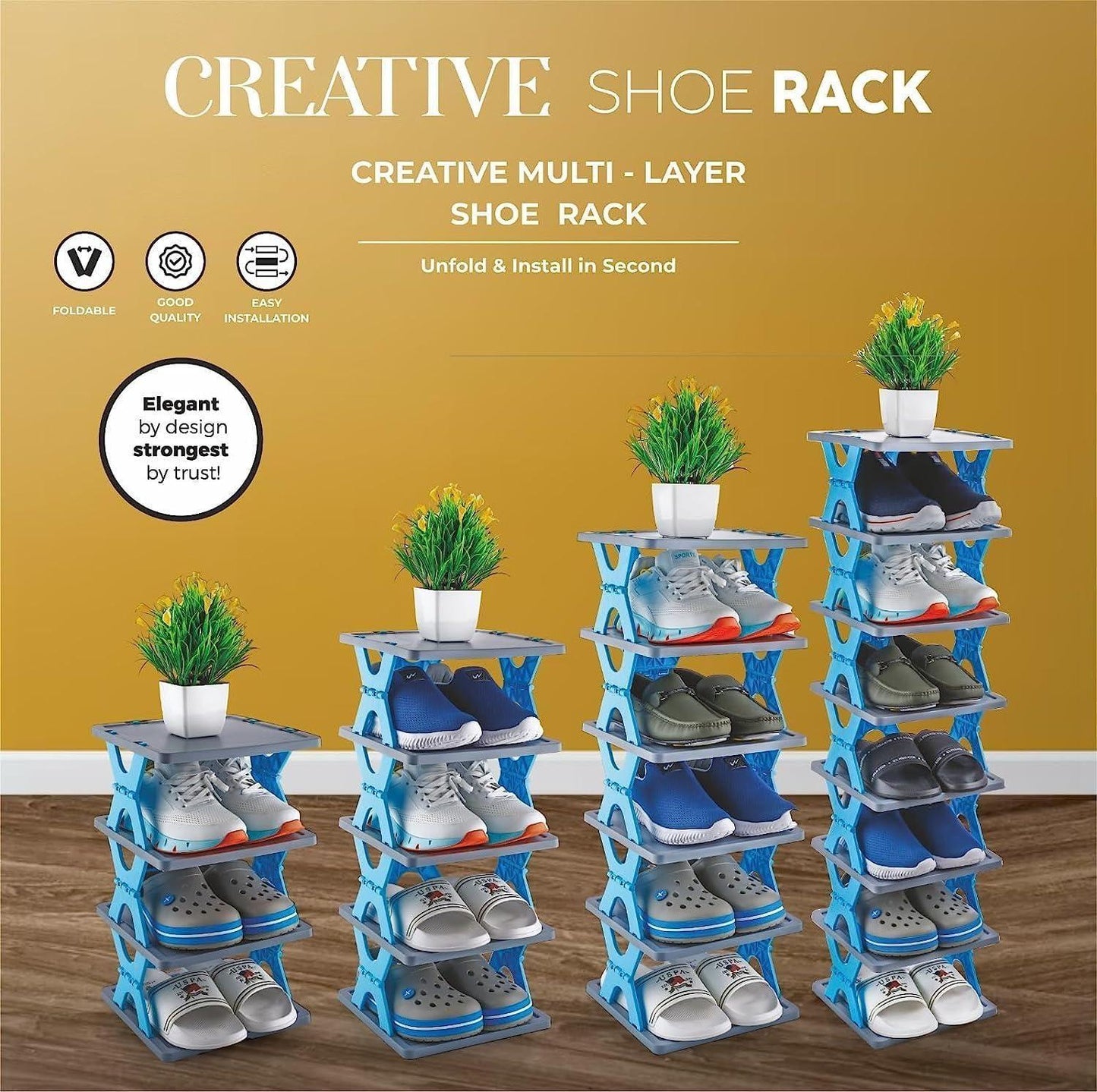 Compact 6-Tier Shoe Rack โ Foldable, Lightweight & Easy to Assemble