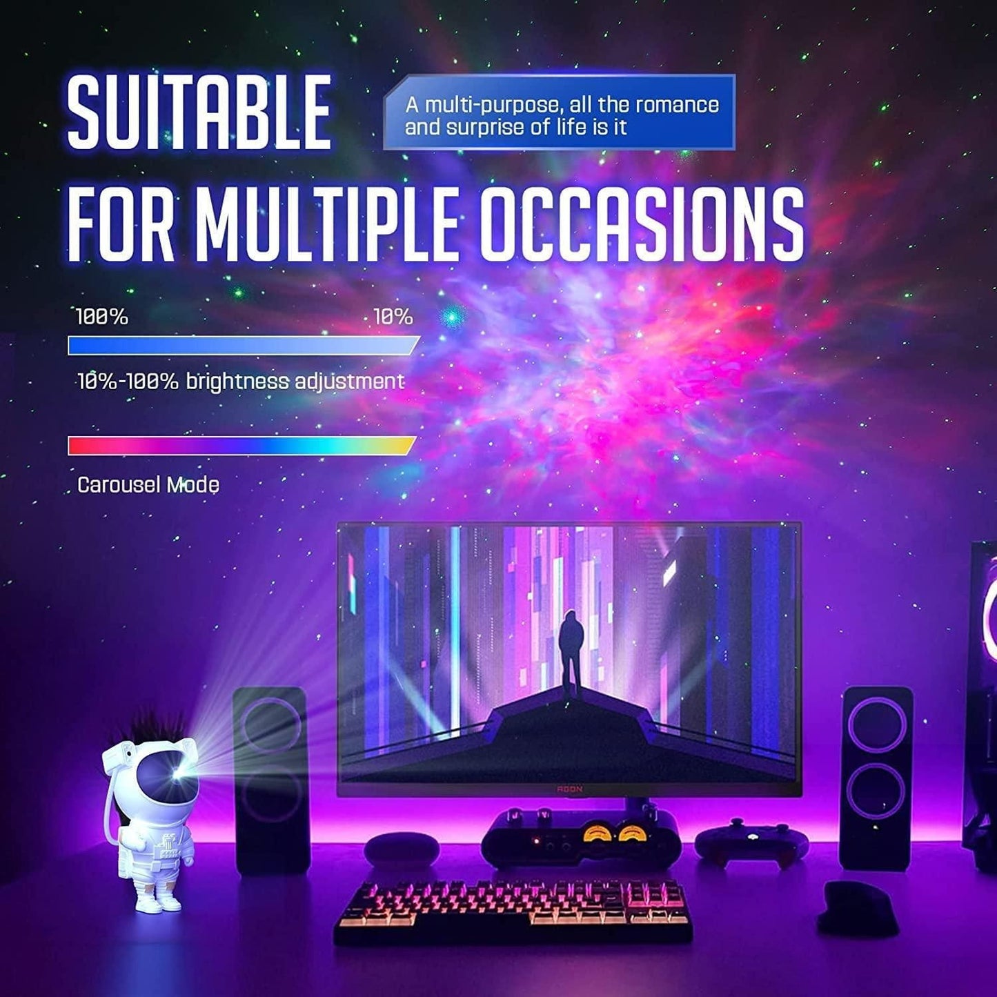 Astronaut Galaxy Projector β 360Β° Magnetic Head Rotation+Remote Control