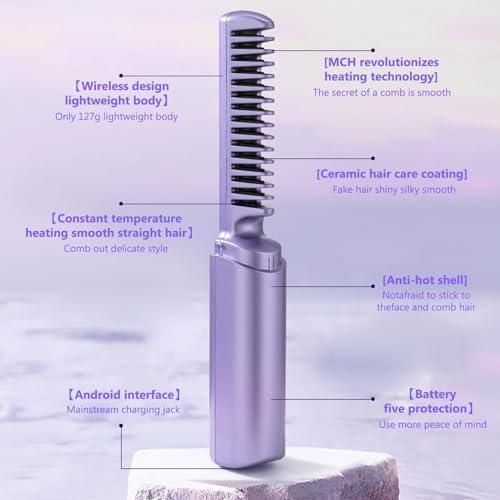 Cordless Electric Hot Comb Hair Straightener