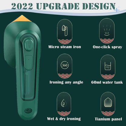 2-in-1 Portable Iron & Steamer – Small Travel Size, Dry & Wet Use for Home & Travel