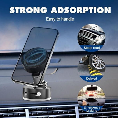 360° Vacuum Magnetic Phone Stand – Strong Grip Holder for Desk, Dashboard & More