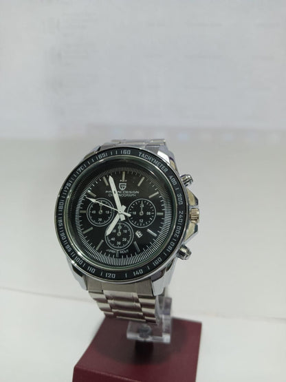 Luxury Men’s Stainless Steel Watch – Silver Strap, Elegant Analog Design