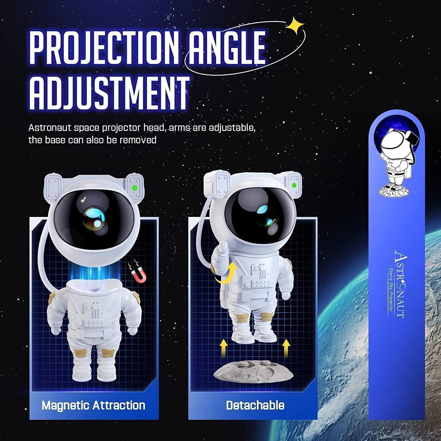 Astronaut Galaxy Projector – 360° Magnetic Head Rotation+Remote Control