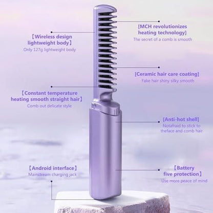 Cordless Electric Hot Comb Hair Straightener